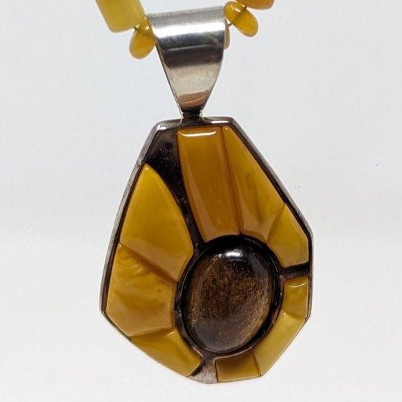 s-l400.jpg Mine Finds by Jay King Desert Rose Trading Amber Butterscotch Sterling Necklace